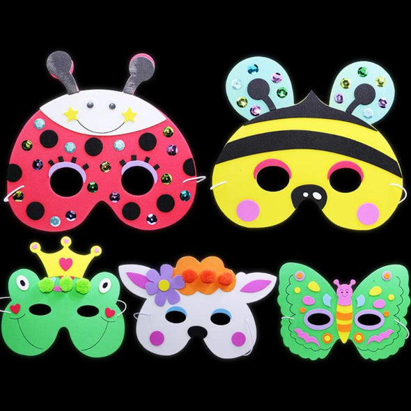 1Pc DIY Masquerade Cosplay EVA Cartoon Mask Kindergarten Children DY Masks Toys Brightly Colored Funny Educational Toy Random