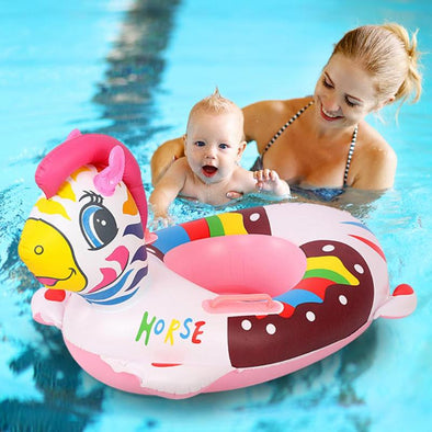 Cartoon Animal Baby Pool Seat Inflatable Safety Swimming Ring with Handle Water Fun Pool Toys Aid Trainer Beach Float Boat