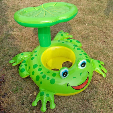 Baby Cartoon Frog Inflatable Pool Toys Sunshade Seat Baby Kids Swimming Seat  Children's Water Inflatable Swimming Accessories