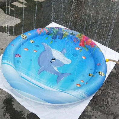 Summer Inflatable Water Spray Pad Kids Outdoor Sports Play Toys Children PVC Water Spray Mat Beach Blue Whale Printed Cushion