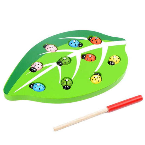 Wooden Magnetic Catch Insect Games Puzzle Parent-child Interactive Toys Wooden Leaves Toys For Kids Children's Gift Magnetic Toy